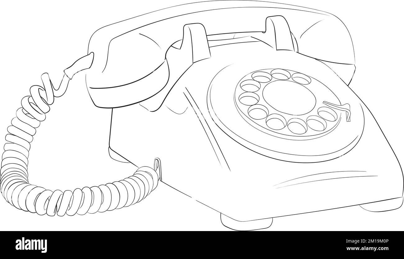 Old telephone line art vector illustration Stock Vector Image & Art Alamy