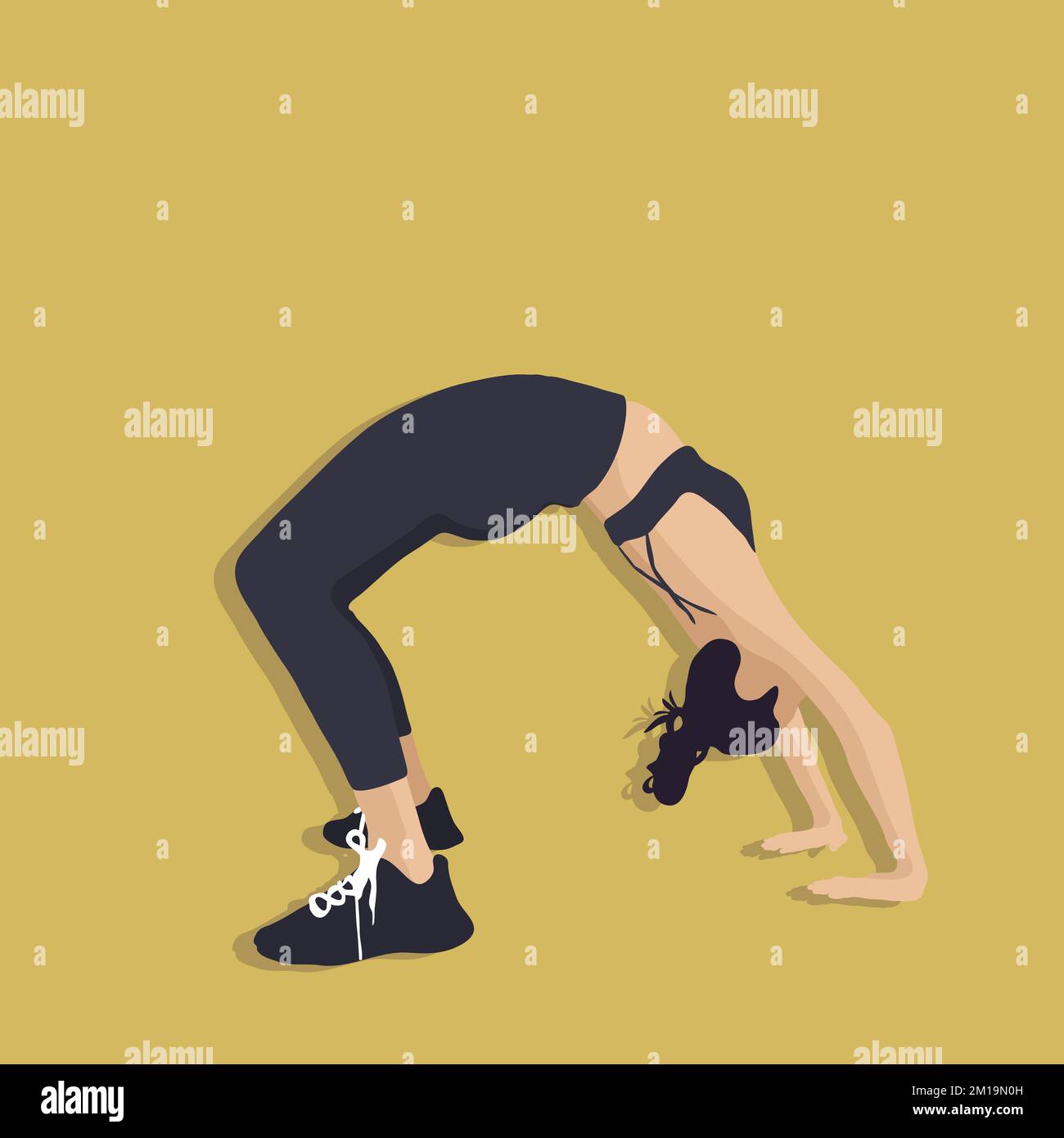 Girl doing bridge exercise vector illustration Stock Vector