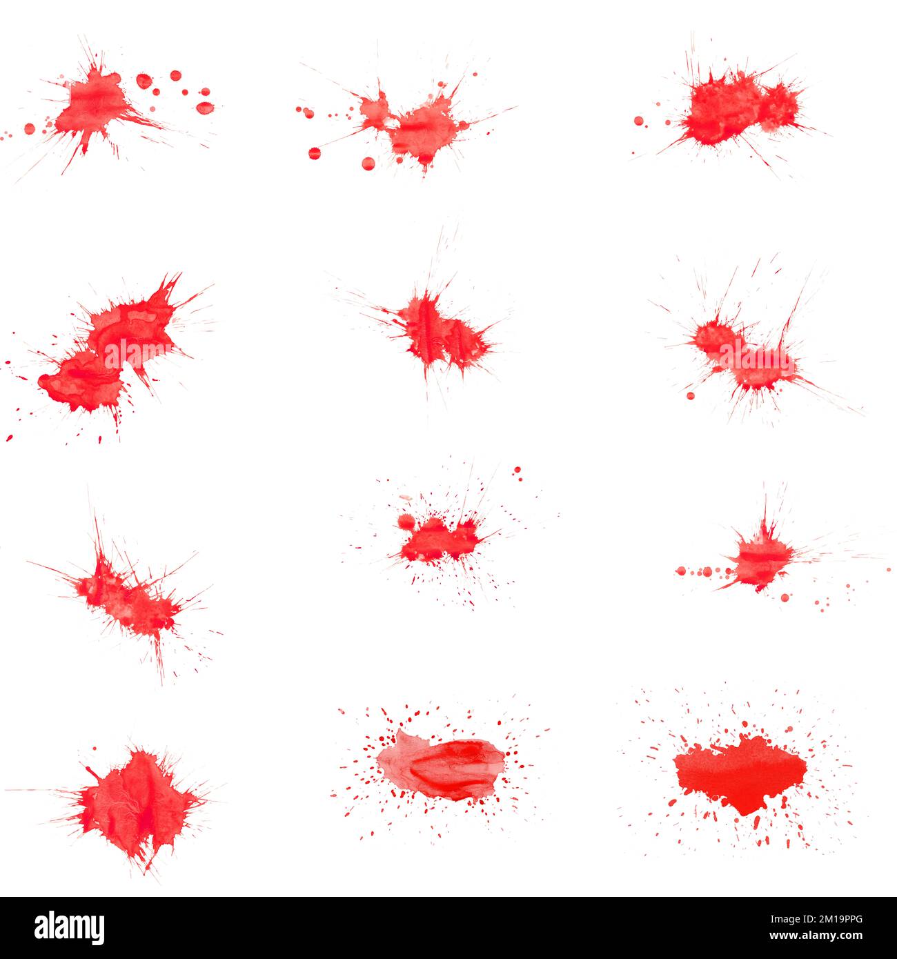 Realistic blood isolated on white background. Drops of blood and