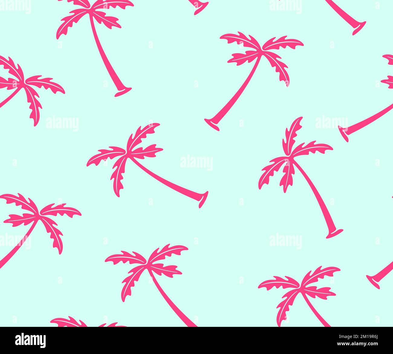 Palm tree, tree, plants, nature and tropics, seamless vector background, pattern. Leaves, leaf, foliage, flora and coconut palm Stock Vector