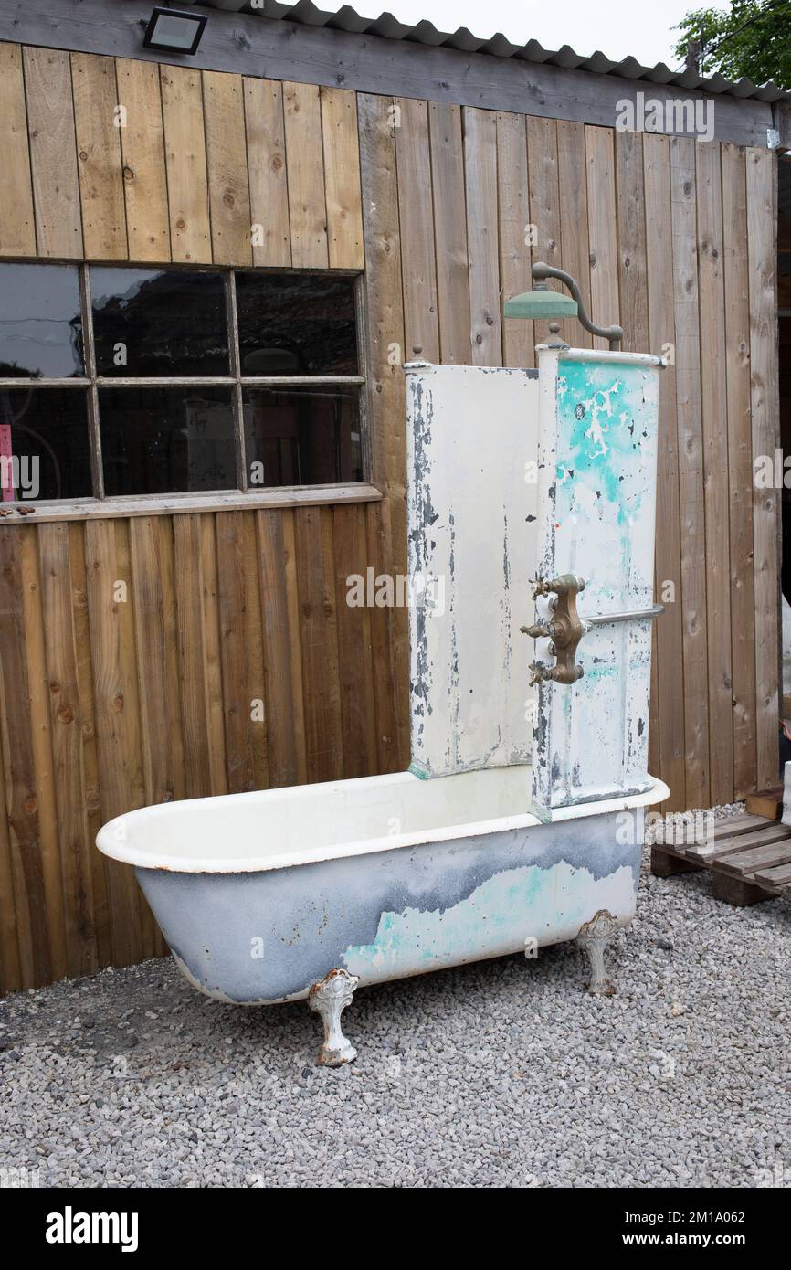 Vintage Shower and Bath at a Salvage Yard at Newton in Cartmel, in the