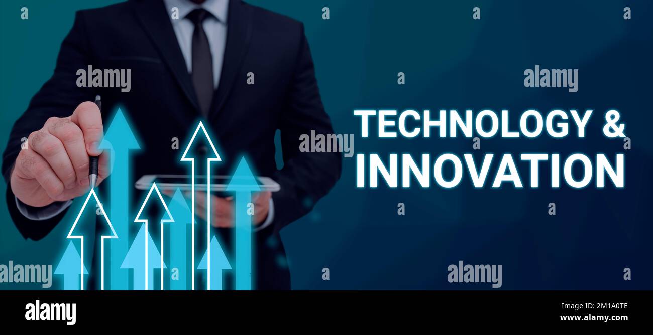 Text showing inspiration Technology Innovation. Business showcase ...