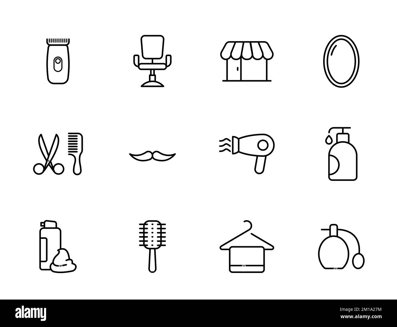 barber shop linear vector icons isolated on white Stock Vector Image ...