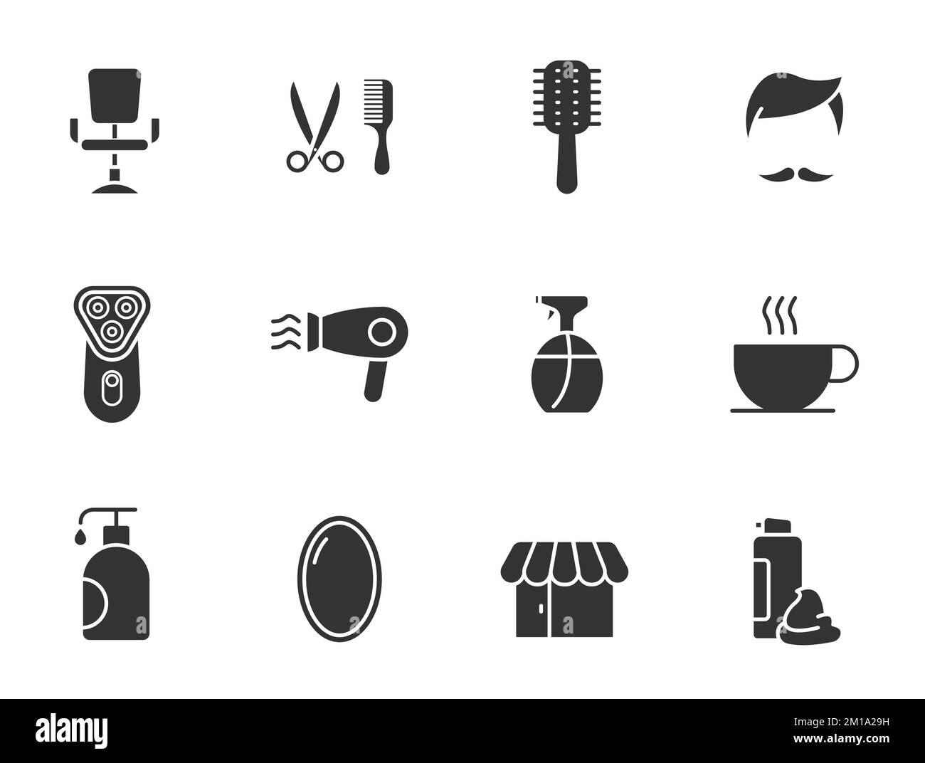 barber shop silhouette vector icons isolated on white Stock Vector ...