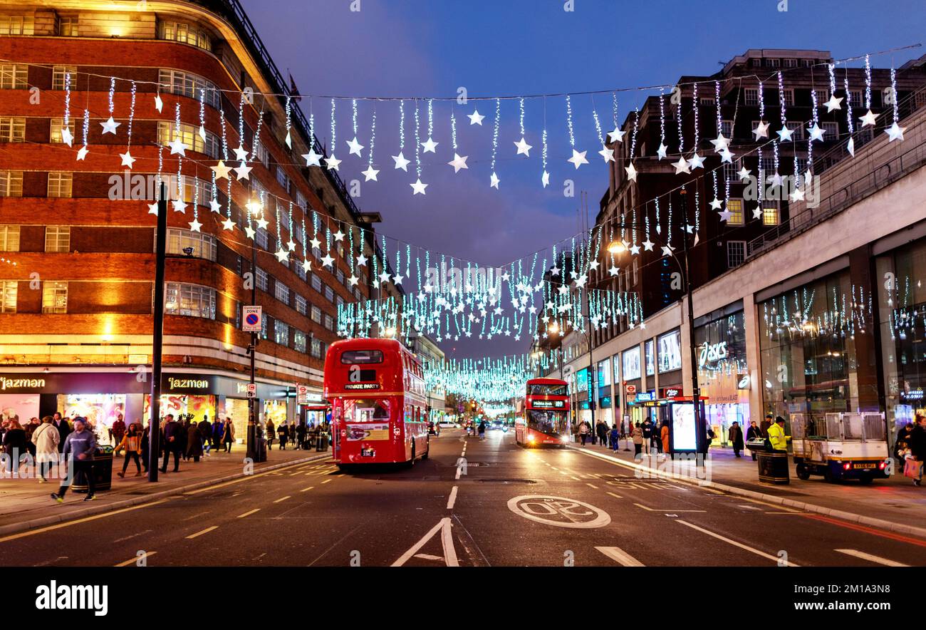 Christmas Lights in Oxford Street At Christmas London UK Stock Photo