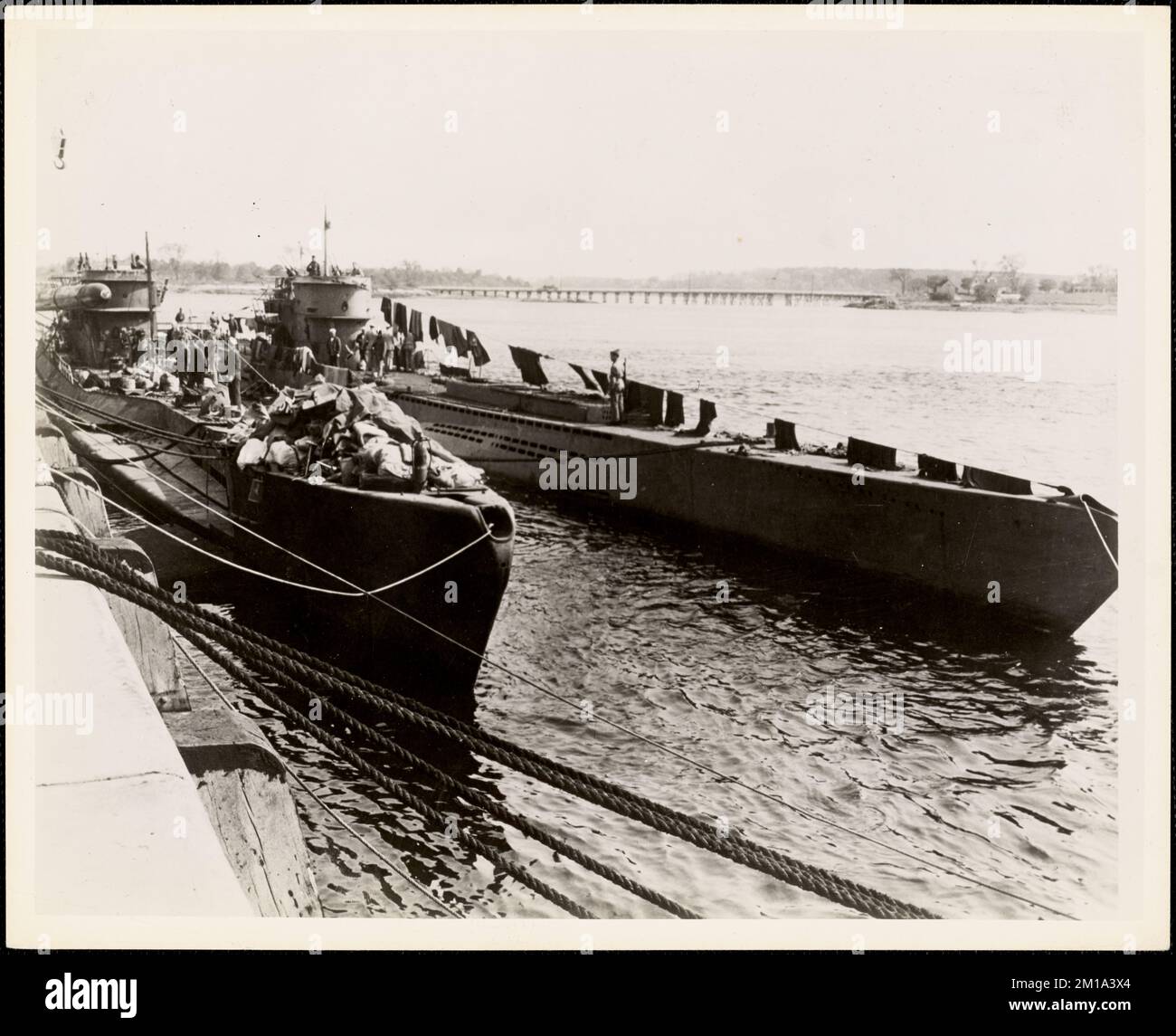 Two Largor U-Boats captured from Germans , Submarines. Photographs of the First Naval District Stock Photo