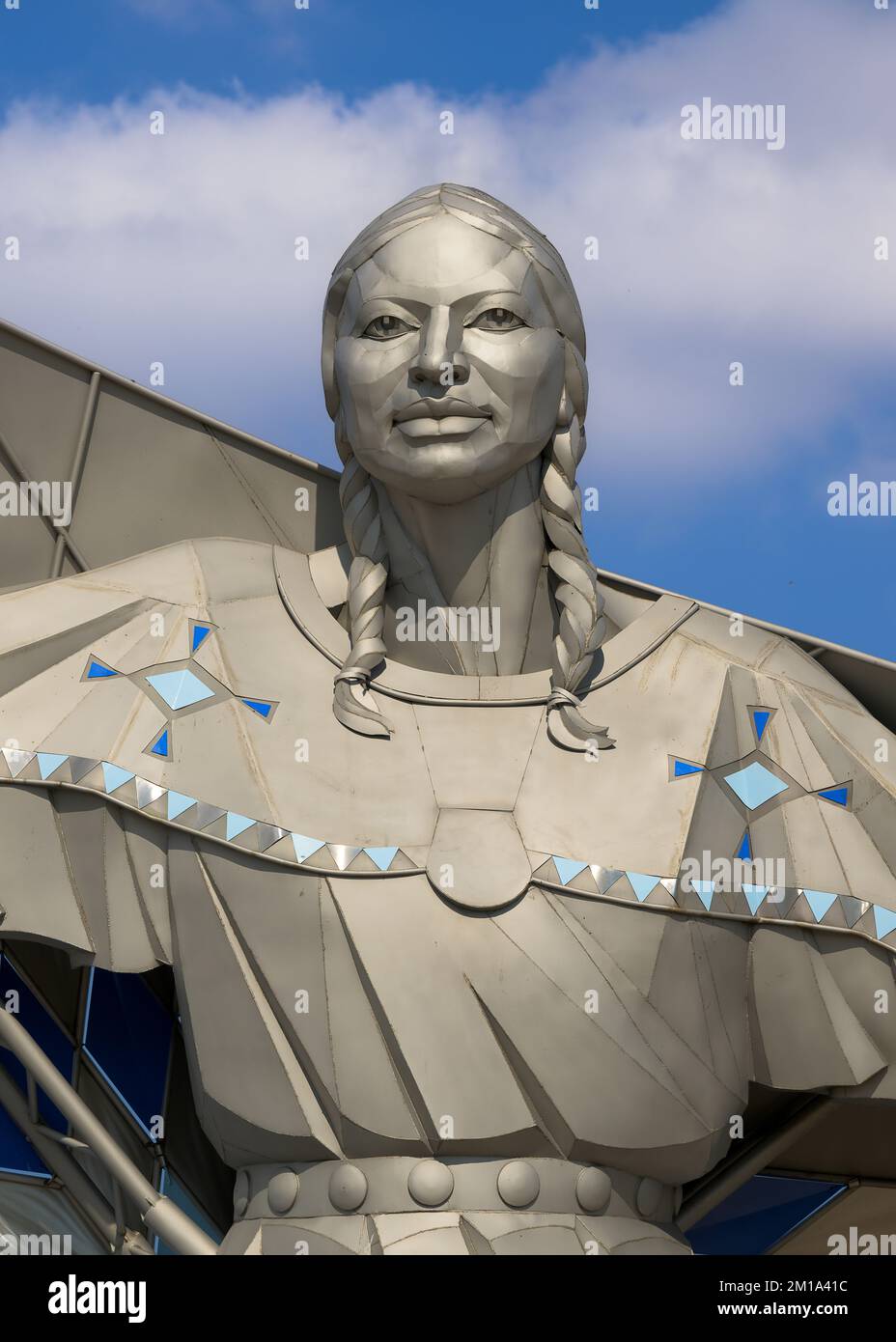 Dignity statue on a bluff overlooking the Missouri River off Interstate