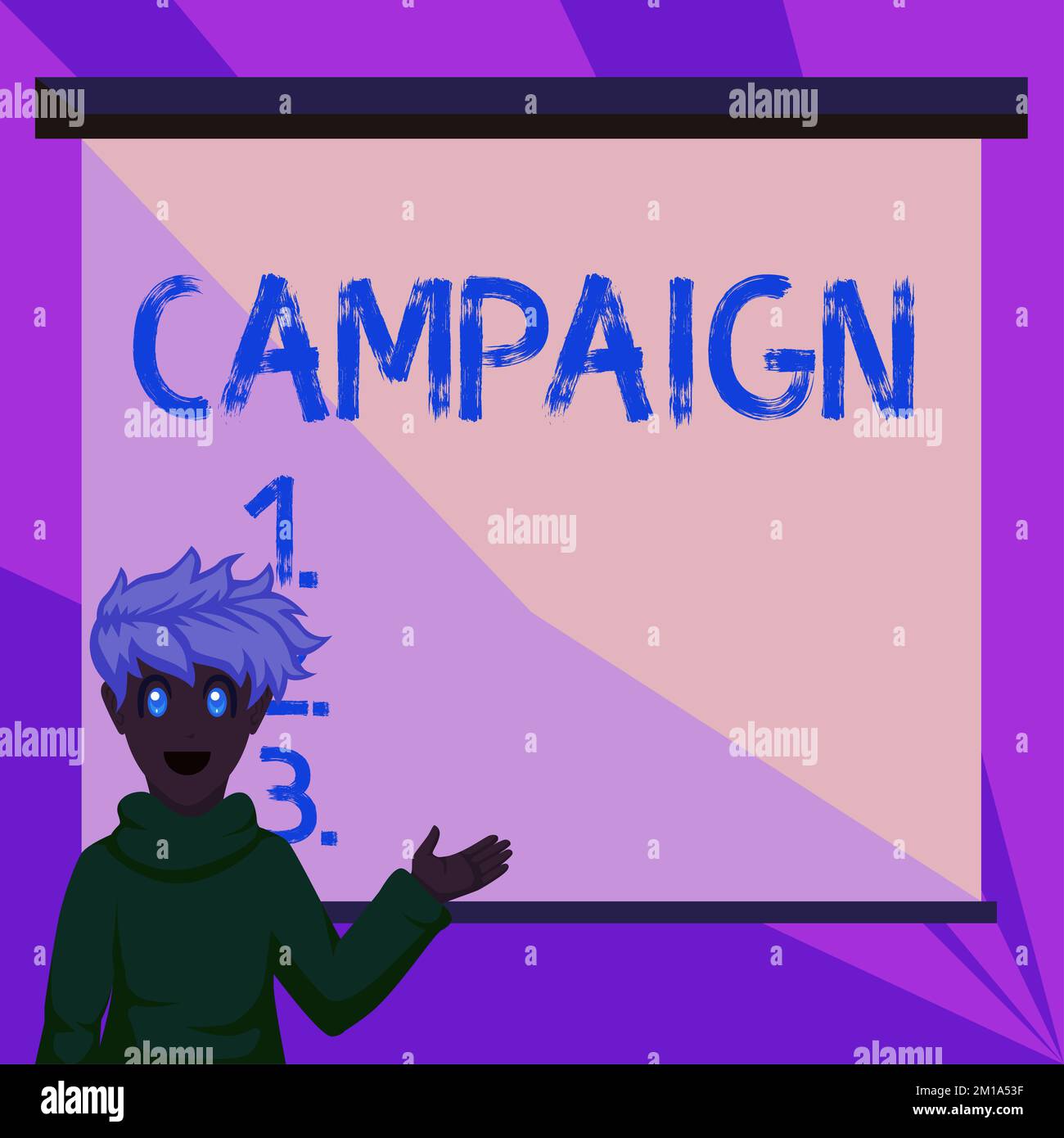 Conceptual display Campaign. Word for organized course of action to