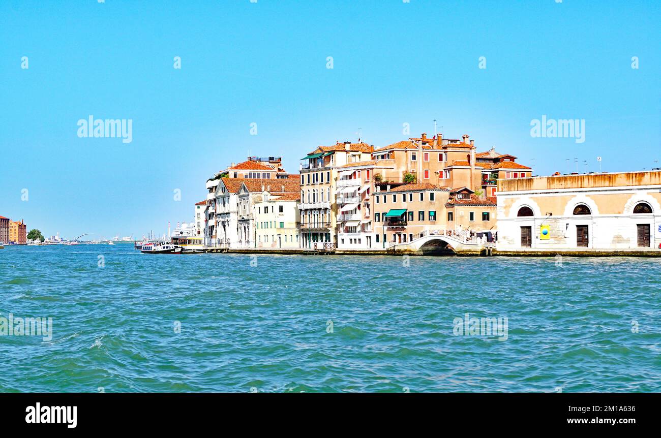 Panoramic of the city of Venice from a tour boat, Italy, Europe Stock ...