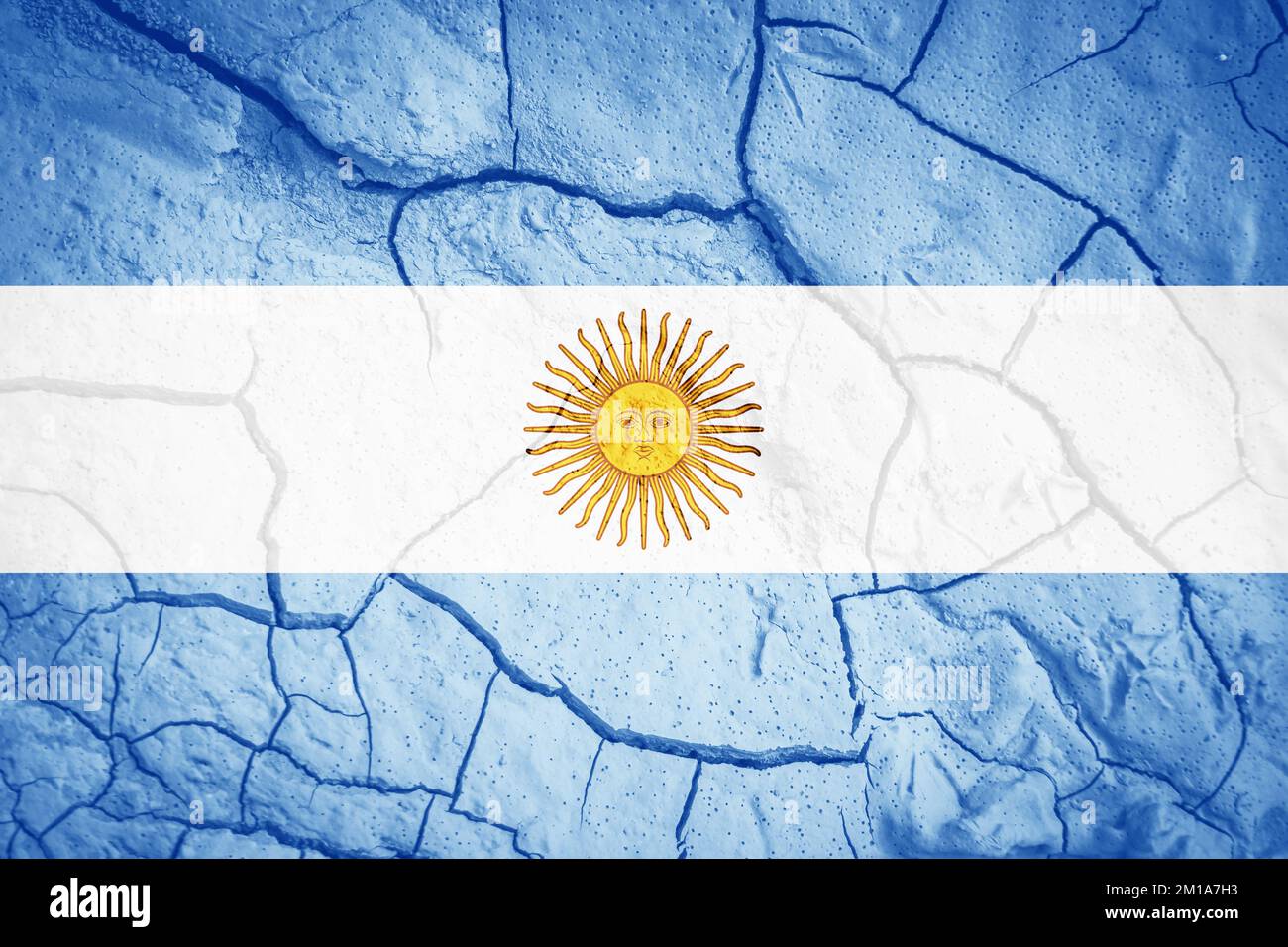 Flag of Argentina. Argentina symbol. Flag on the background of dry