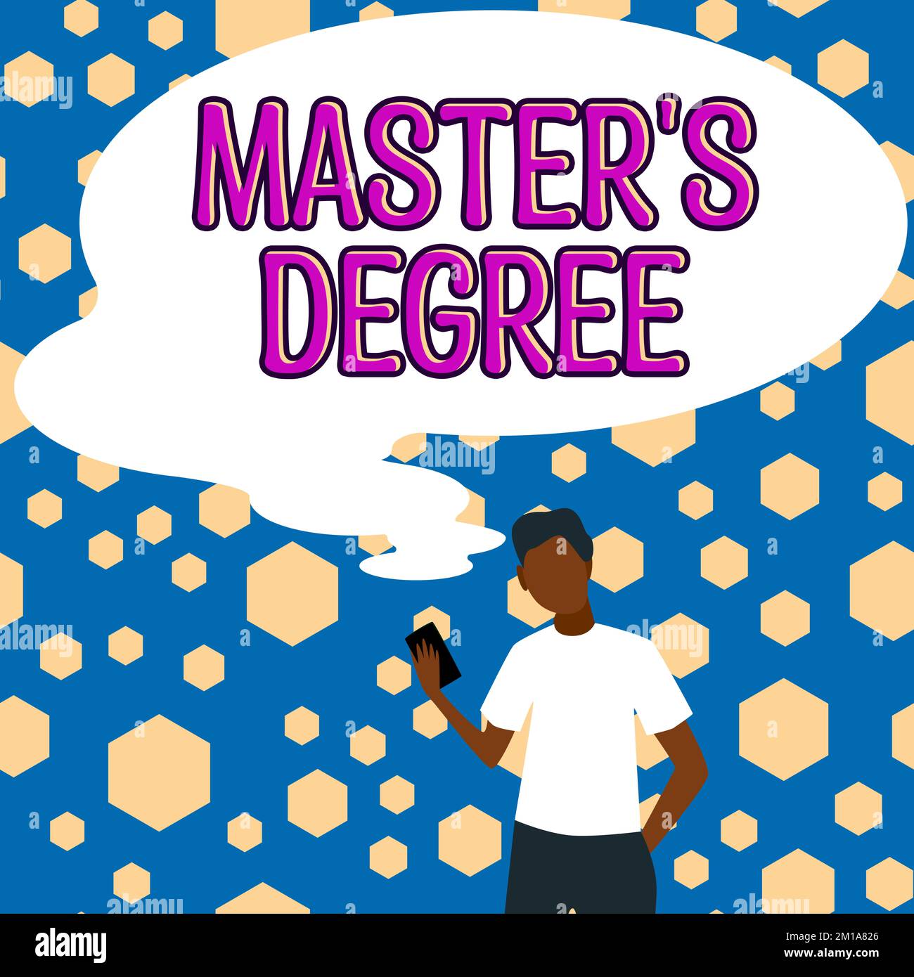 Sign displaying Master's Degree. Business approach degree that is given
