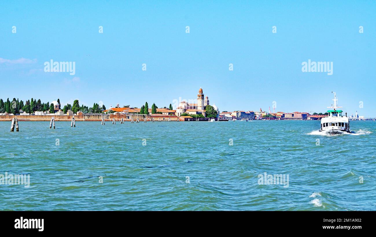 Panoramic of the city of Venice from a tour boat, Italy, Europe Stock ...