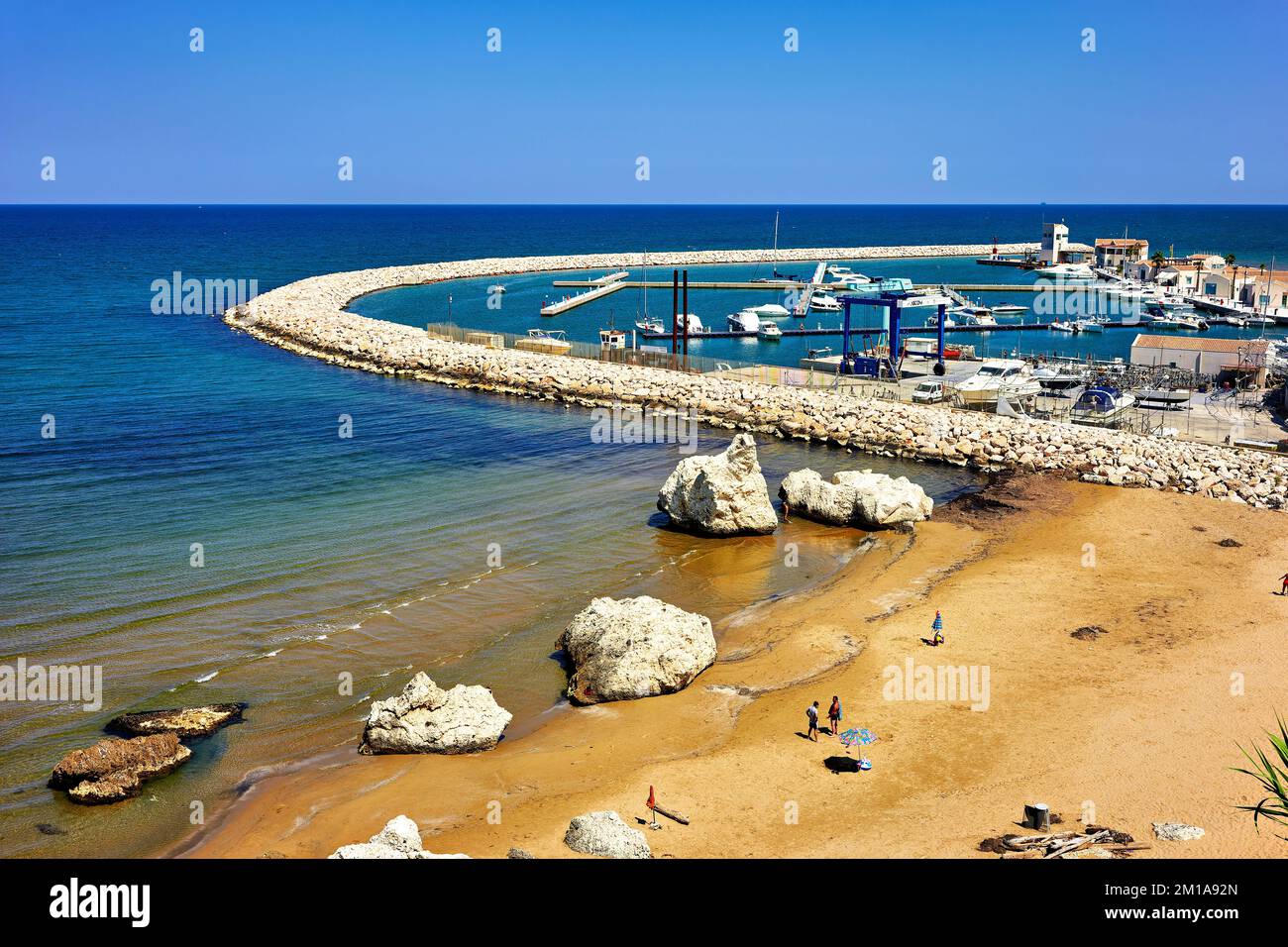 Apulia Puglia Italy. Rodi Garganico. Gargano. The port and the beach Stock Photo