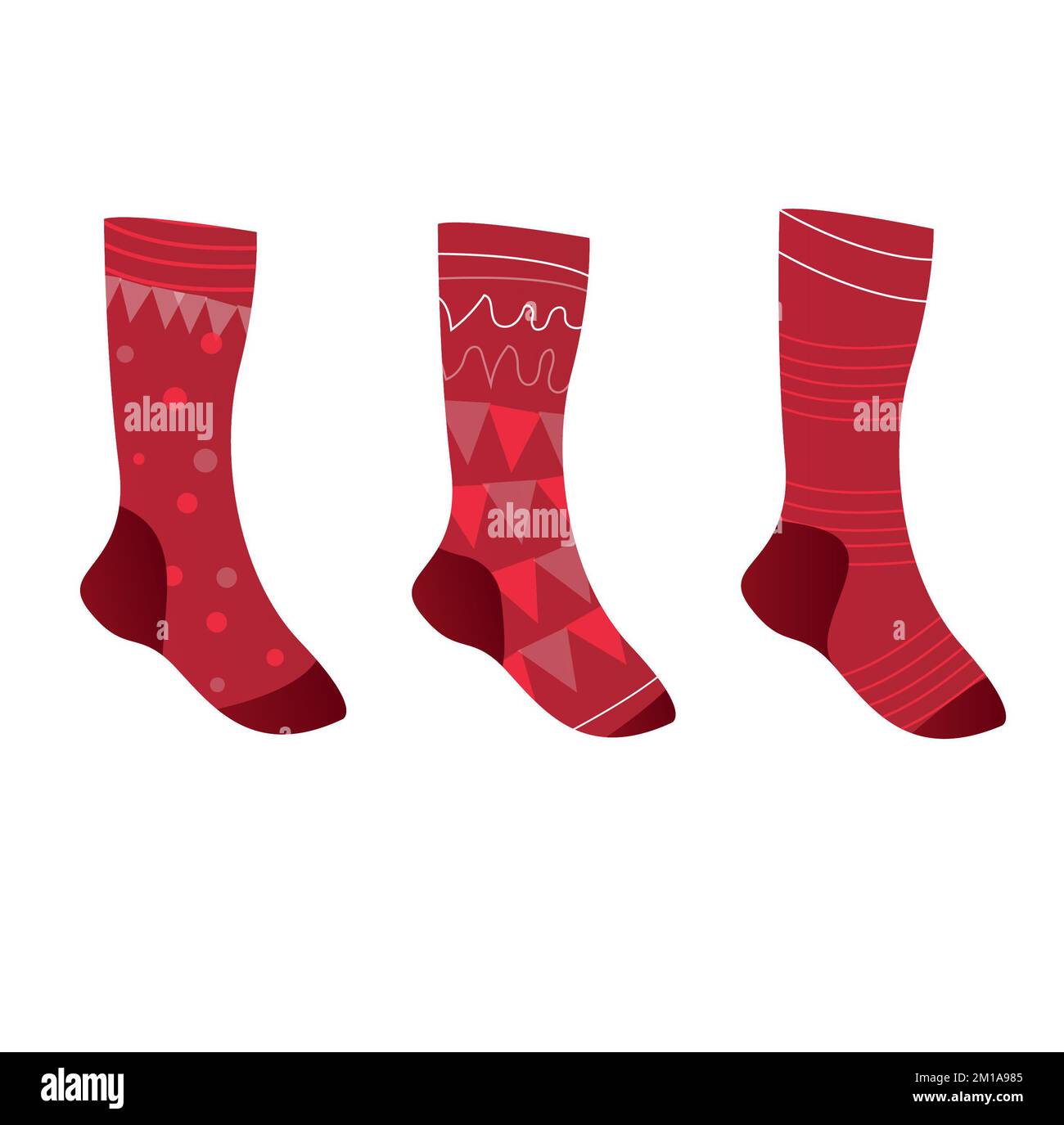 Warm socks set. Cozy autumn or winter concept. Vector illustration isolated on white background