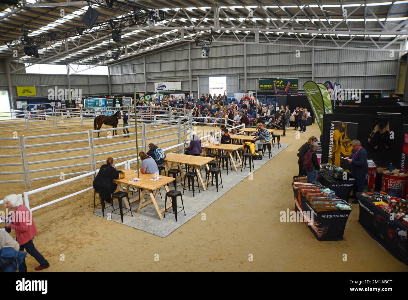 CHRISTCHURCH, NEW ZEALAND, DECEMBER 9, 2022,Crowds gather to see and hear horsemanship demonstrations at Equifest in Christchurch, New Zealand Stock Photo