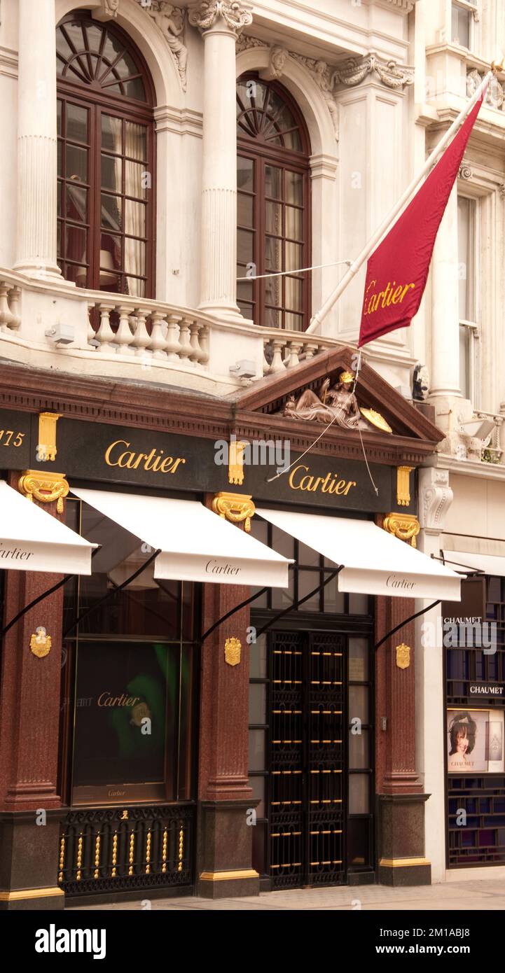 Cartier, famous Jewellery Shop, Old Bond Street, Mayfair, London, UK Stock Photo