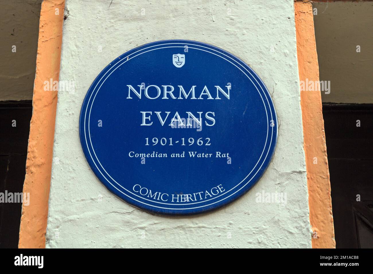 Norman Evans blue plaque. Manchester Opera House. Stock Photo