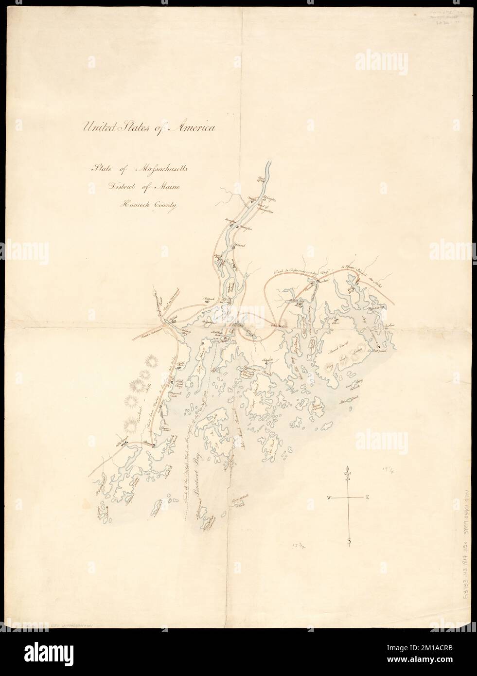 United States of America State - United States Of America State Of Massachusetts District Of Maine Hancock County United States History War Of 1812 Maps Maine Maps Manuscript Hancock County Me Maps Manuscript Norman B Leventhal Map Center Collection 2M1ACRB 