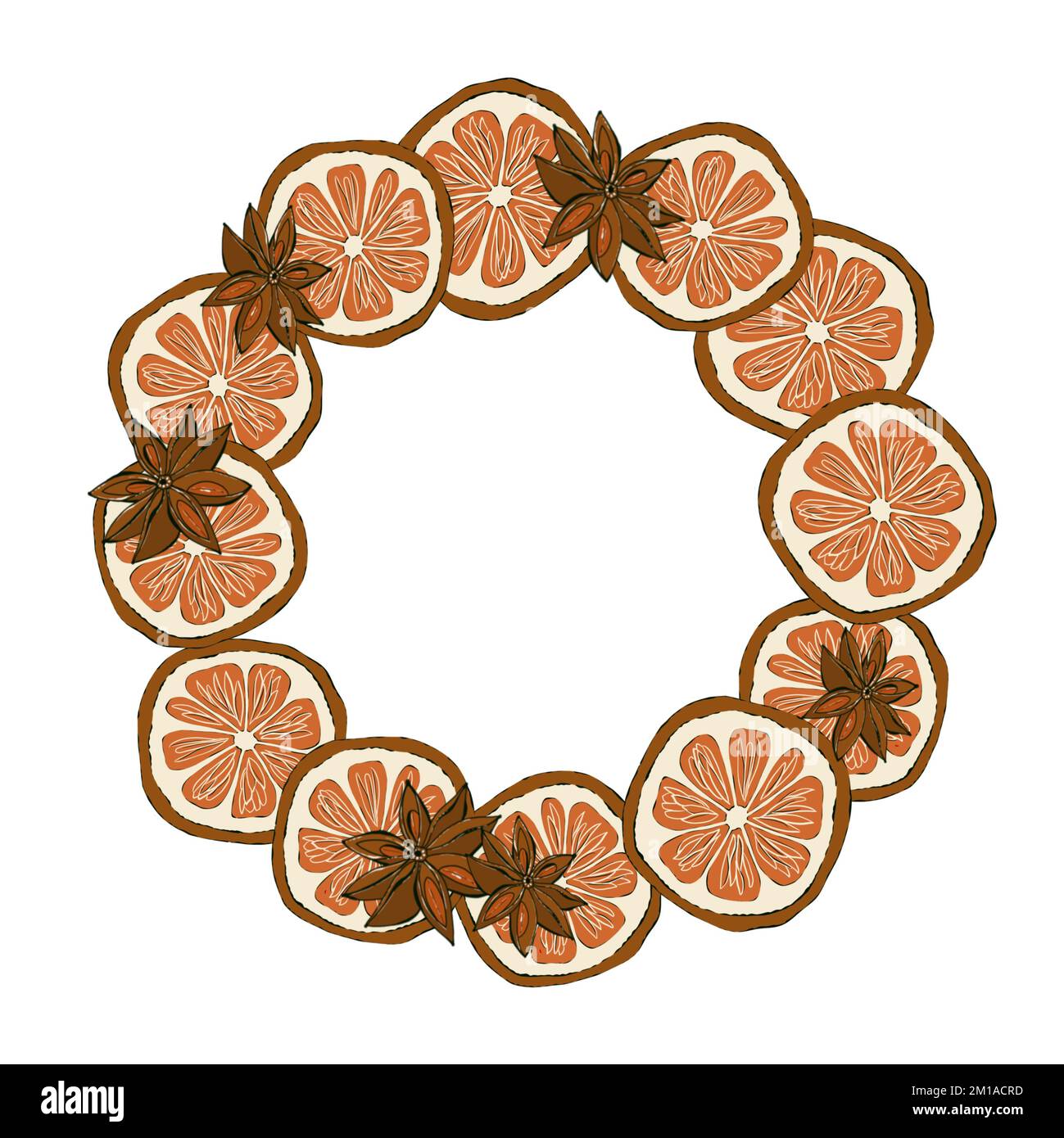 Christmas sweet Wreath with cookies, cupcake, cinnamon sticks, orange