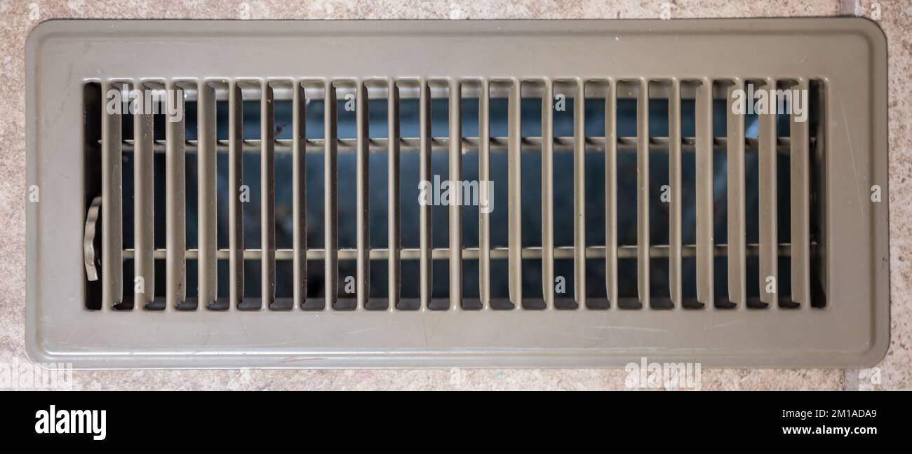 Selective focus on a residential home for HVAC in the open position. Stock Photo