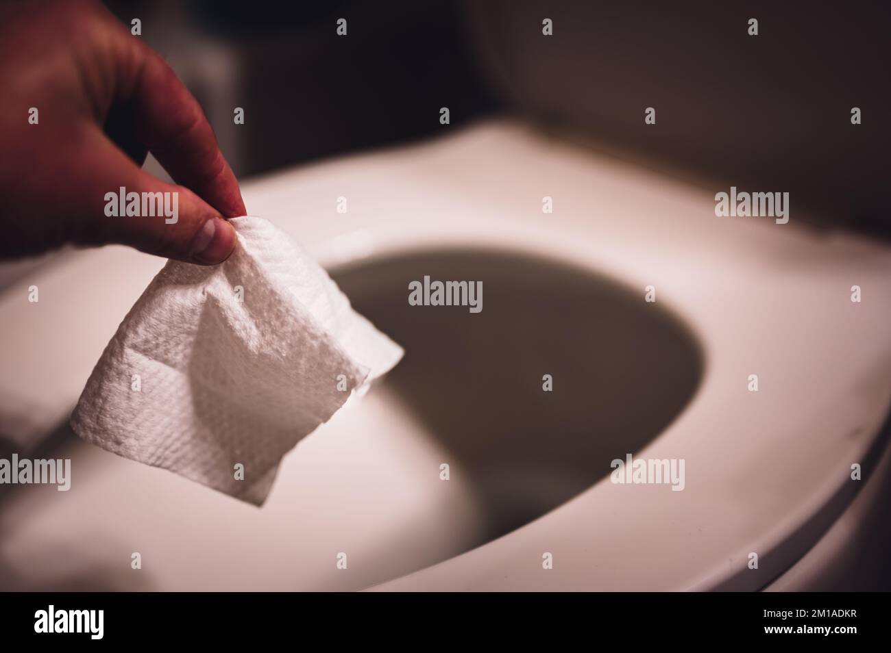 Disposable wipes being flushed down a toilet where they can cause
