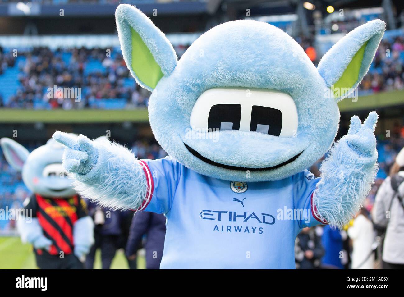 Manchester City mascot Moon Beam during the The FA Women's Super League  match Manchester City Women vs Manchester United Women at Etihad Stadium,  Manchester, United Kingdom, 11th December 2022 (Photo by Phil