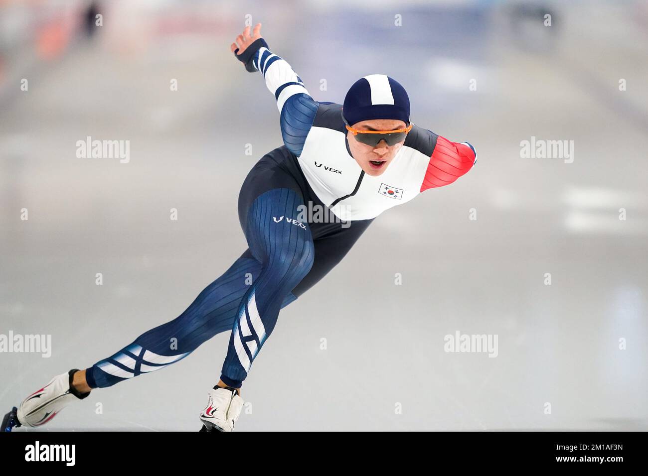 CALGARY, CANADA - DECEMBER 11: Kyungrae Kim of Republic of Korea competing on the Men's B Group 1000m during the ISU Speed Skating World Cup 3 on December 11, 2022 in Calgary, Canada (Photo by Andre Weening/Orange Pictures) Stock Photo