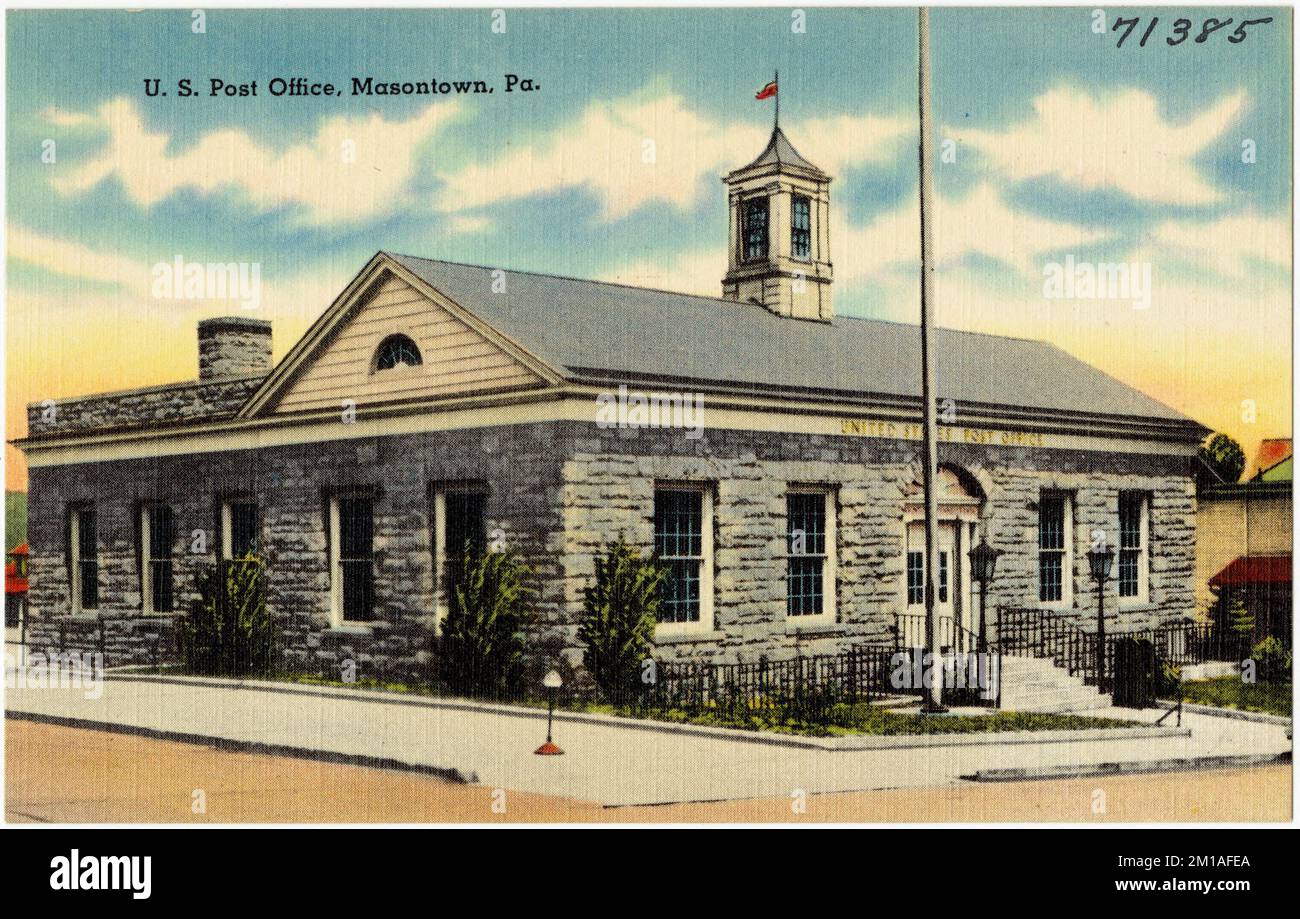 U.S. Post Office, Masontown, Pa. , Post offices, Tichnor Brothers Collection, postcards of the