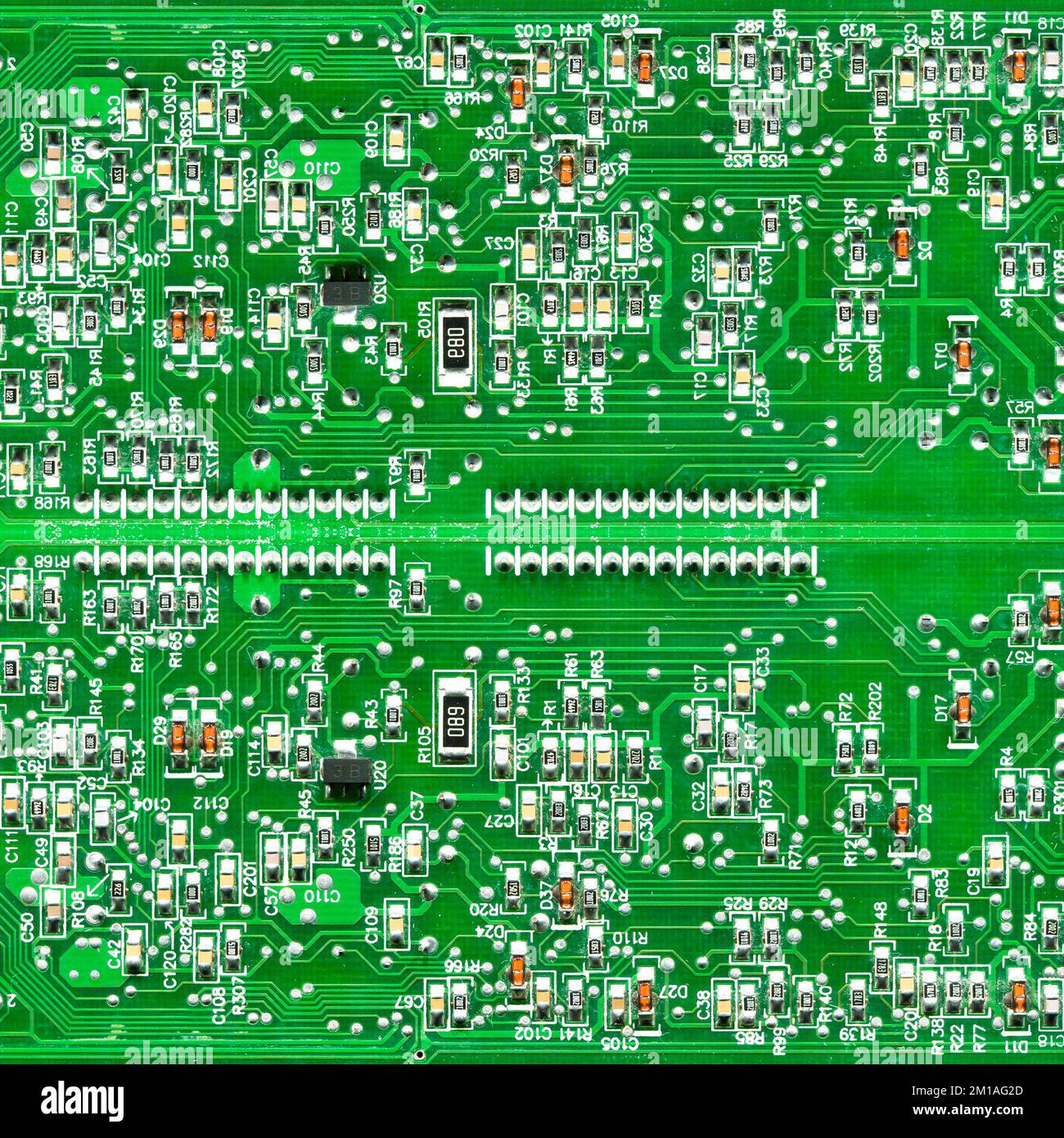 High tech electronic circuit board, detail background shot Stock Photo