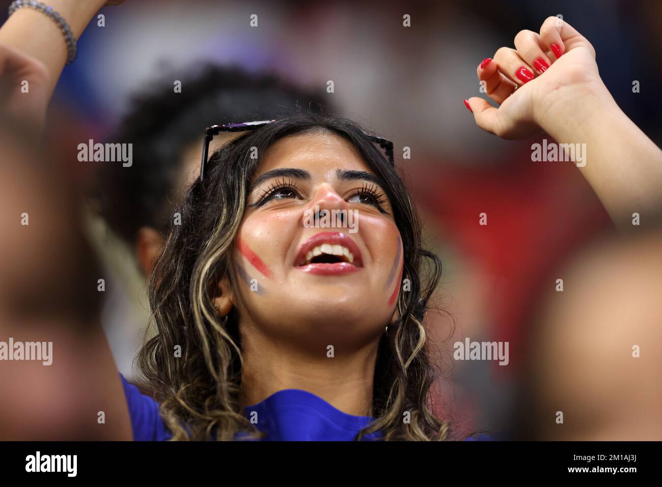 AL KHOR, QATAR - DECEMBER 10:  FIFA World Cup Qatar 2022 quarter final match between England and France at Al Bayt Stadium on December 10, 2022 in Al Khor, Qatar.  England - Frankreich 1:2  Frankreich Fans  Fussball WM  2022 in Qatar  FIFA Football World Cup 2022 © diebilderwelt / Alamy Stock Stock Photo