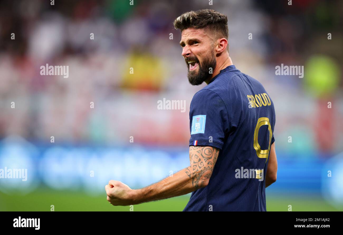 AL KHOR, QATAR - DECEMBER 10:  FIFA World Cup Qatar 2022 quarter final match between England and France at Al Bayt Stadium on December 10, 2022 in Al Khor, Qatar.  England - Frankreich 1:2  Olivier Giroud of France  Fussball WM  2022 in Qatar  FIFA Football World Cup 2022 © diebilderwelt / Alamy Stock Stock Photo