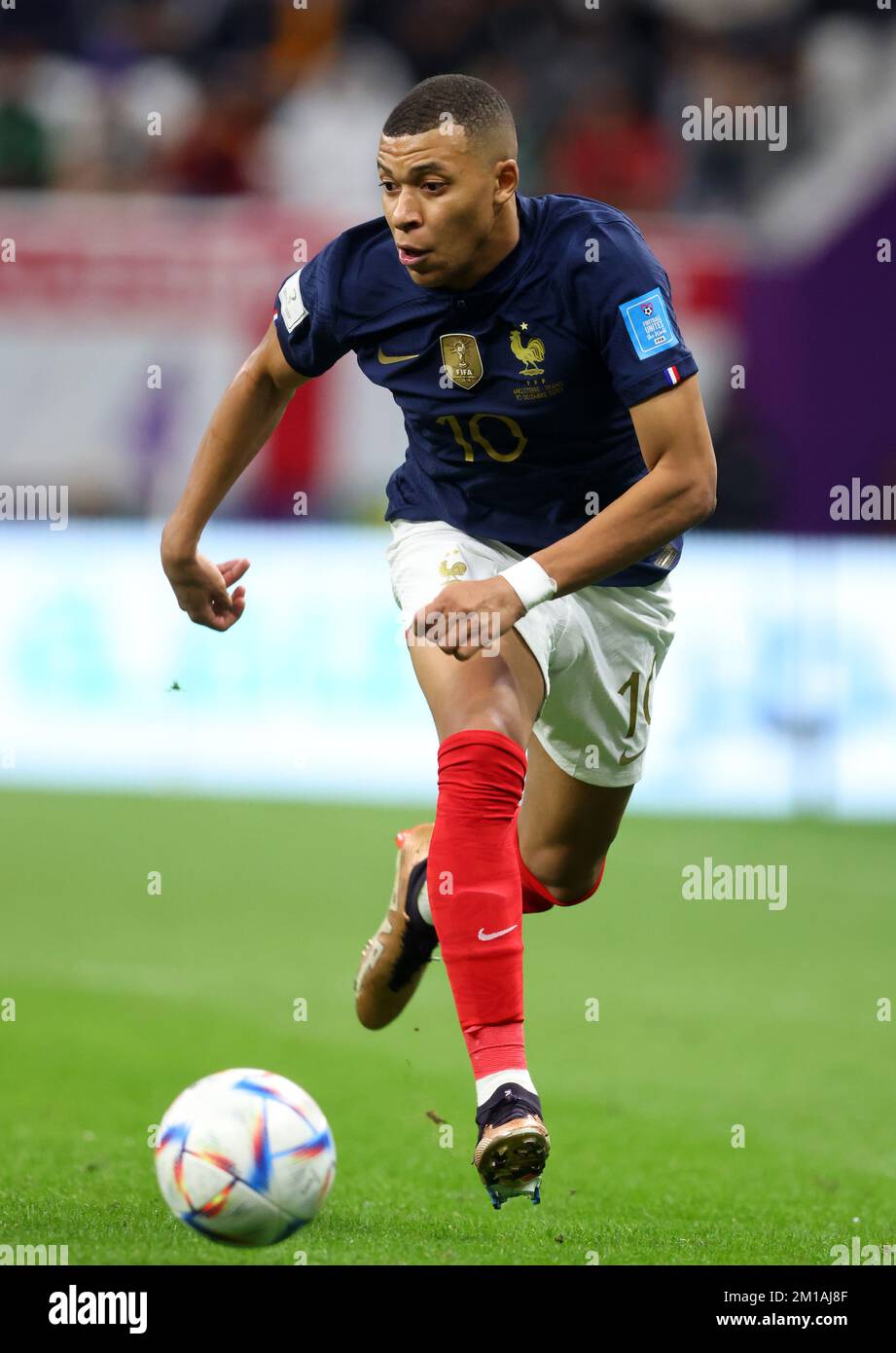 AL KHOR, QATAR - DECEMBER 10:  FIFA World Cup Qatar 2022 quarter final match between England and France at Al Bayt Stadium on December 10, 2022 in Al Khor, Qatar.  England - Frankreich 1:2  Kylian Mbappe of France  Fussball WM  2022 in Qatar  FIFA Football World Cup 2022 © diebilderwelt / Alamy Stock Stock Photo