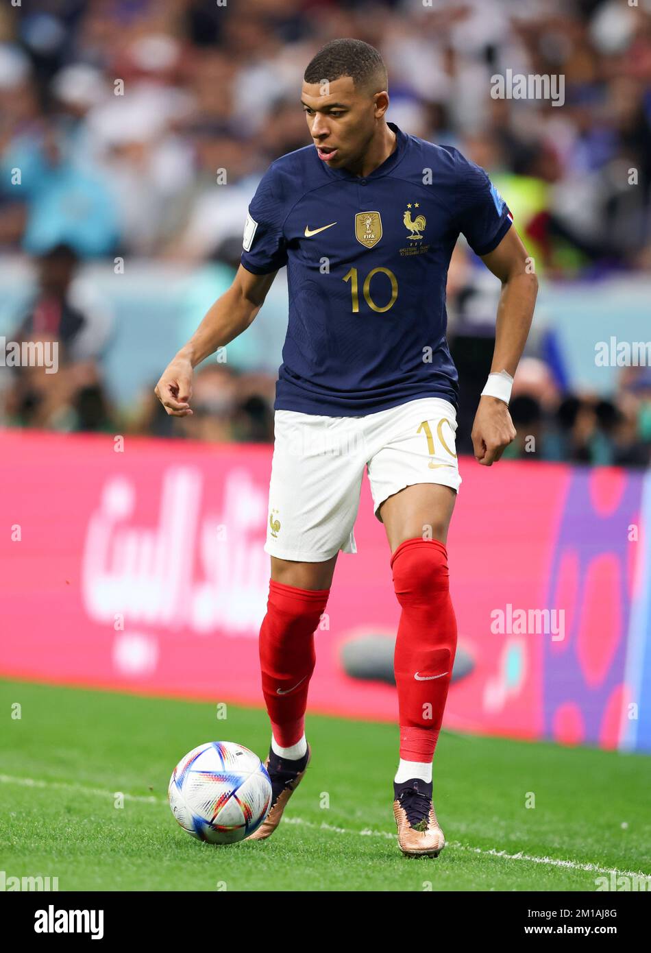 AL KHOR, QATAR - DECEMBER 10:  FIFA World Cup Qatar 2022 quarter final match between England and France at Al Bayt Stadium on December 10, 2022 in Al Khor, Qatar.  England - Frankreich 1:2  Kylian Mbappe of France  Fussball WM  2022 in Qatar  FIFA Football World Cup 2022 © diebilderwelt / Alamy Stock Stock Photo