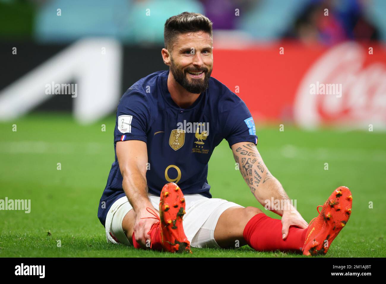 AL KHOR, QATAR - DECEMBER 10:  FIFA World Cup Qatar 2022 quarter final match between England and France at Al Bayt Stadium on December 10, 2022 in Al Khor, Qatar.  England - Frankreich 1:2  Olivier Giroud of France  Fussball WM  2022 in Qatar  FIFA Football World Cup 2022 © diebilderwelt / Alamy Stock Stock Photo