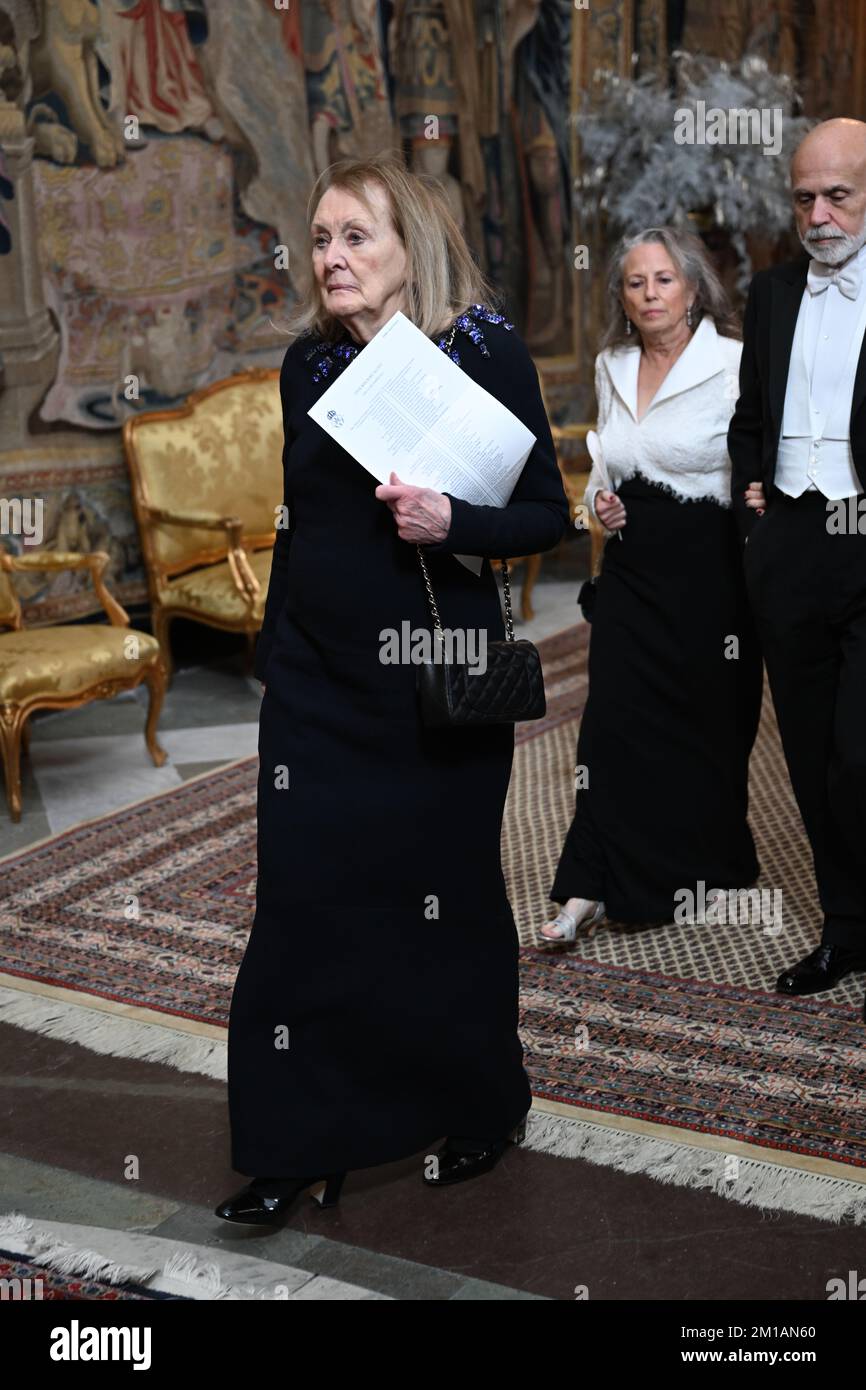 Nobel literature laureate Annie Ernaux attends the King's dinner for the Nobel laureates at the Royal Palace in Stockholm, Sweden, 11 December 2022.  Photo: Pontus Lundahl / TT / 10050 Stock Photo