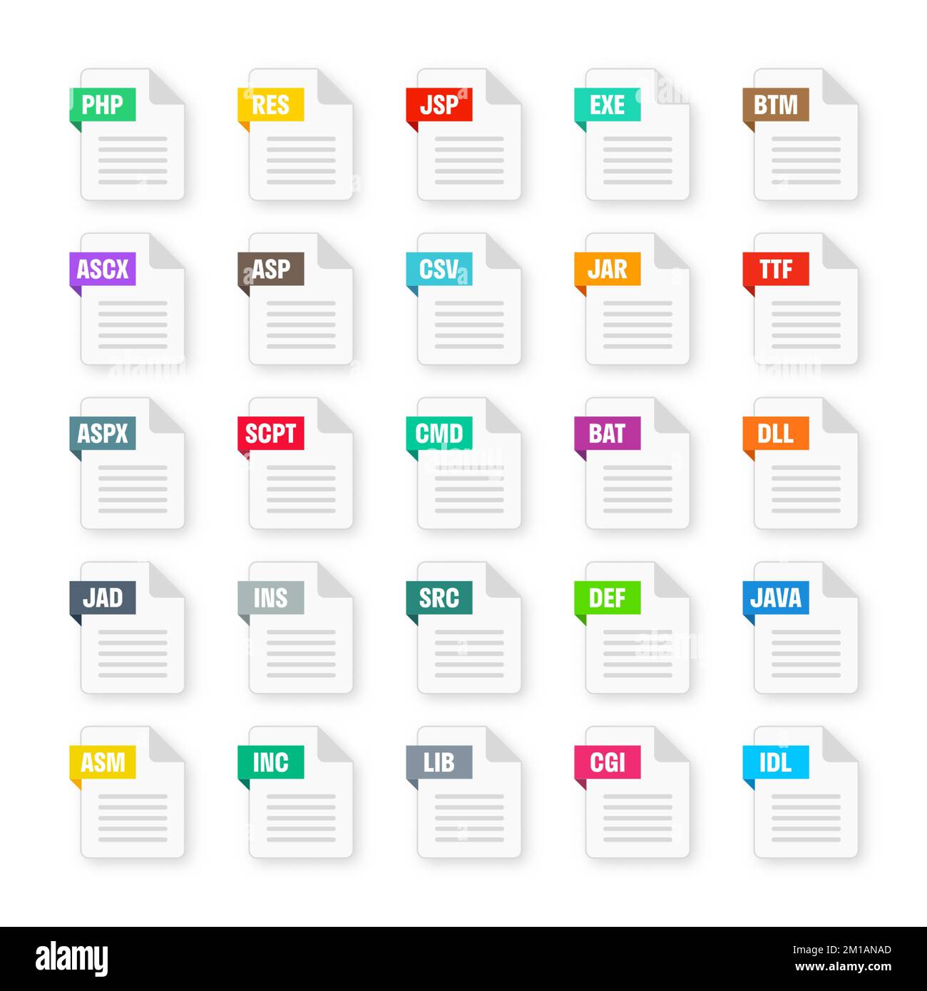 Common system file formats. Document types and extensions. Flat style ...