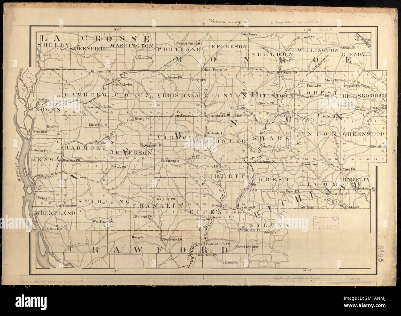 Vernon County, Wis. , Vernon County Wis., Maps, Manuscript maps Norman B. Leventhal Map Center Collection Stock Photo