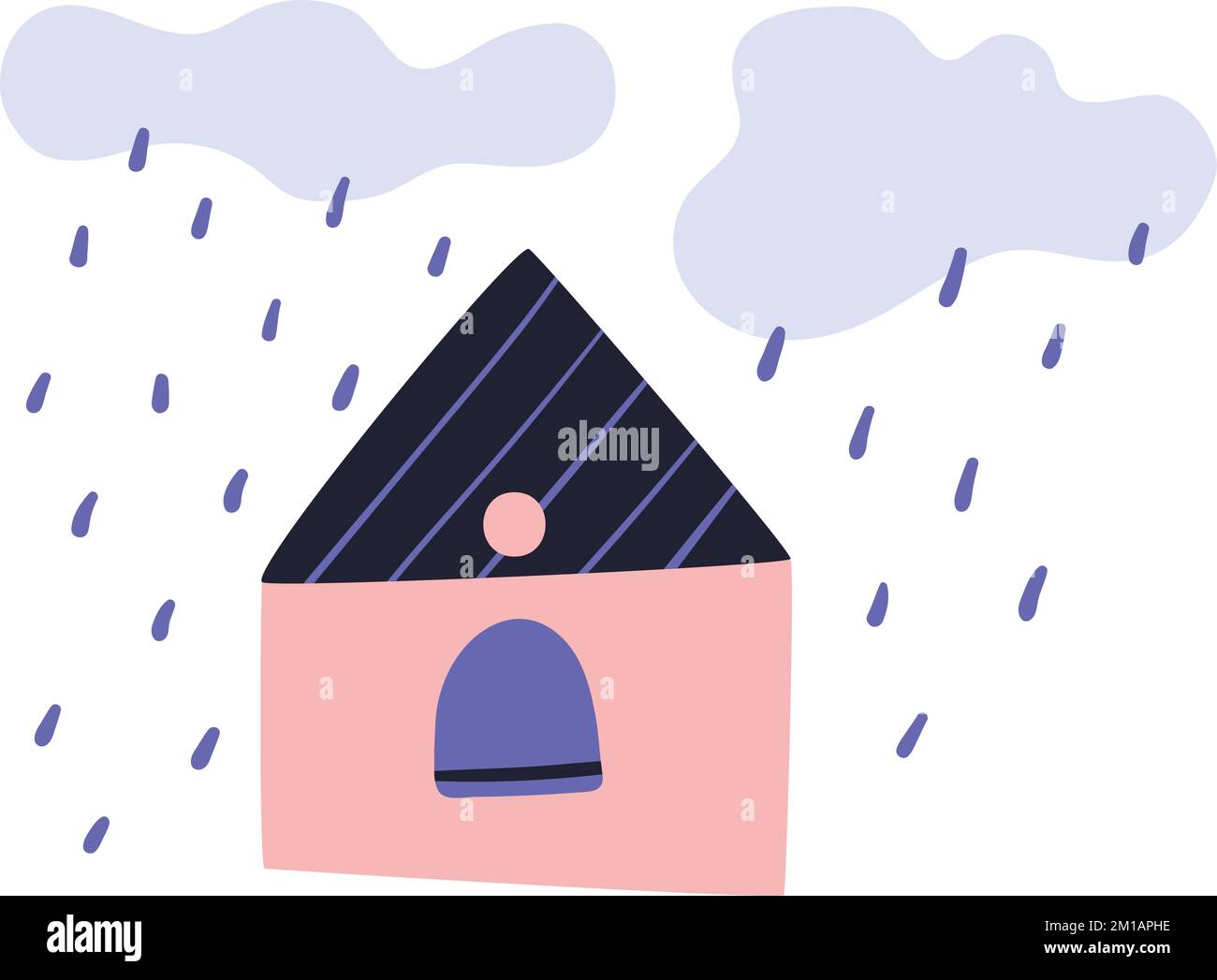 Cute house in rainy weather. Tiny little building Stock Vector Image ...