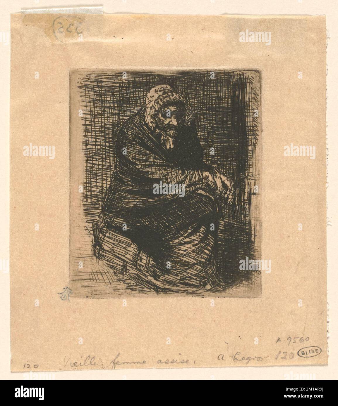 Daguerréotype Ancien – Portrait De Vieille Femme Assise Sur Chaise