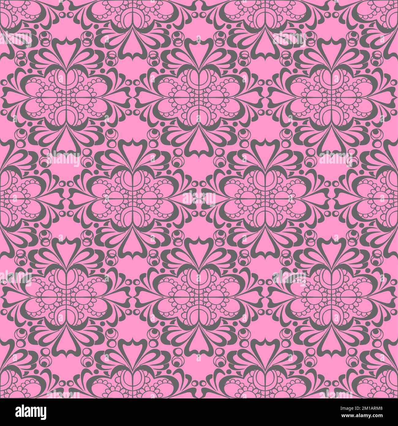 Fruits of Design Bubblegum Pink and Gold Damask Wallpaper