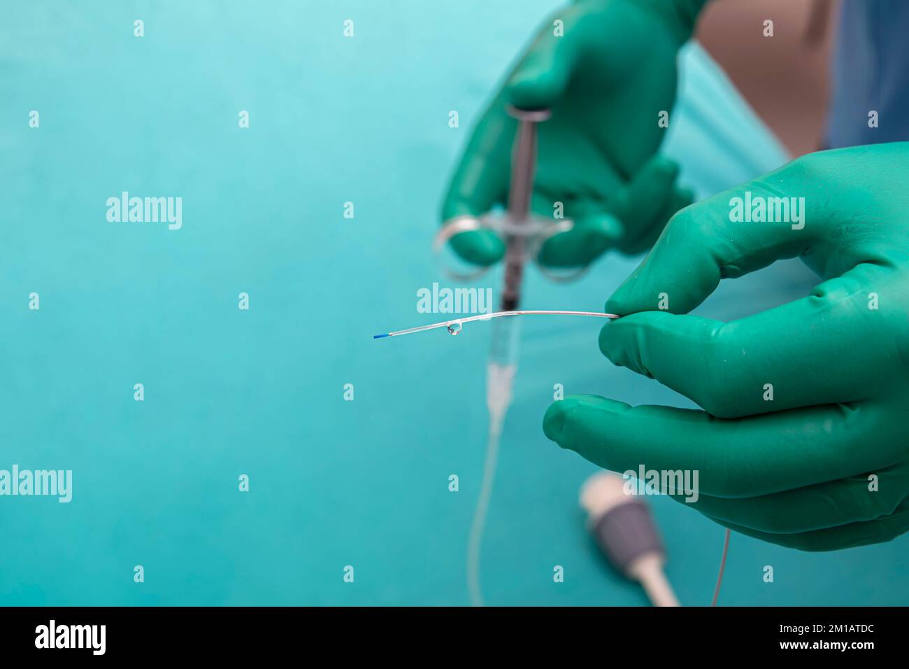 Optical coherence tomography (OCT). Purge catheter with contrast