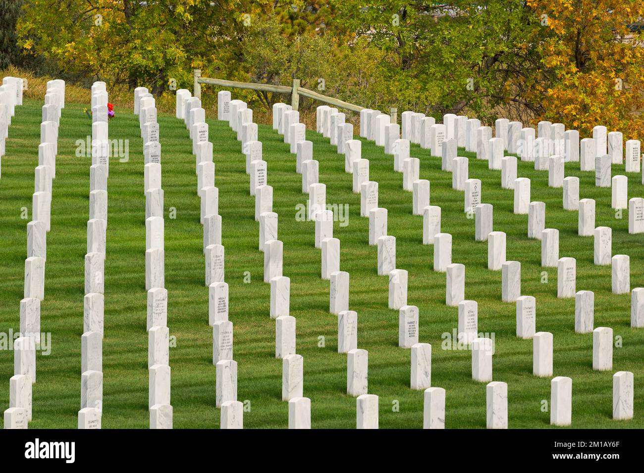 Tombstones at the Black Hills National Cemetery on Pleasant Valley