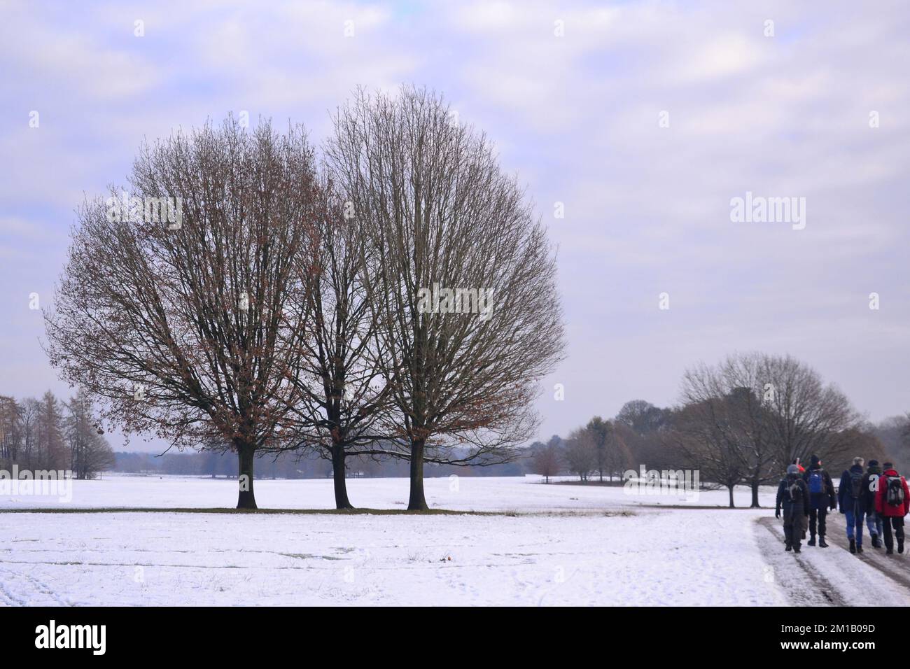 Knutsford Cheshire, UK, 11th December, 2022. A group of walkers. Snow
