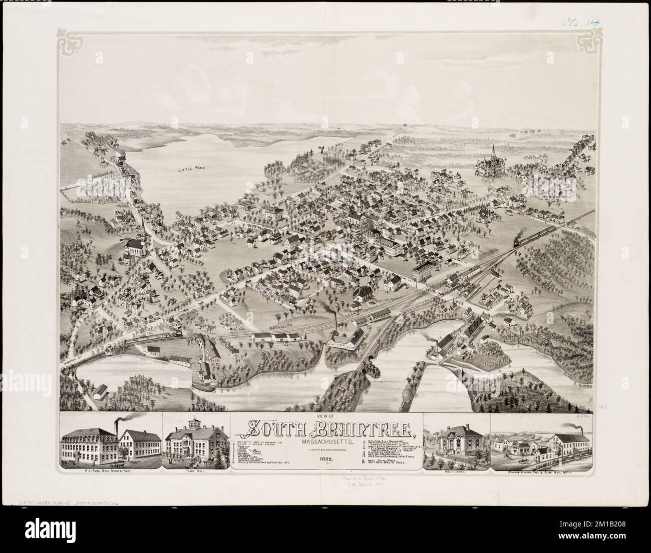 View of South Braintree, Massachusetts : 1882 , Braintree Mass., Aerial ...