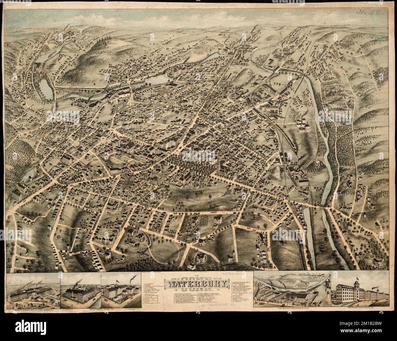 View of the city of Waterbury - View Of The City Of Waterbury Conn 1876 Waterbury Conn Aerial Views Norman B Leventhal Map Center Collection 2M1B2BW 