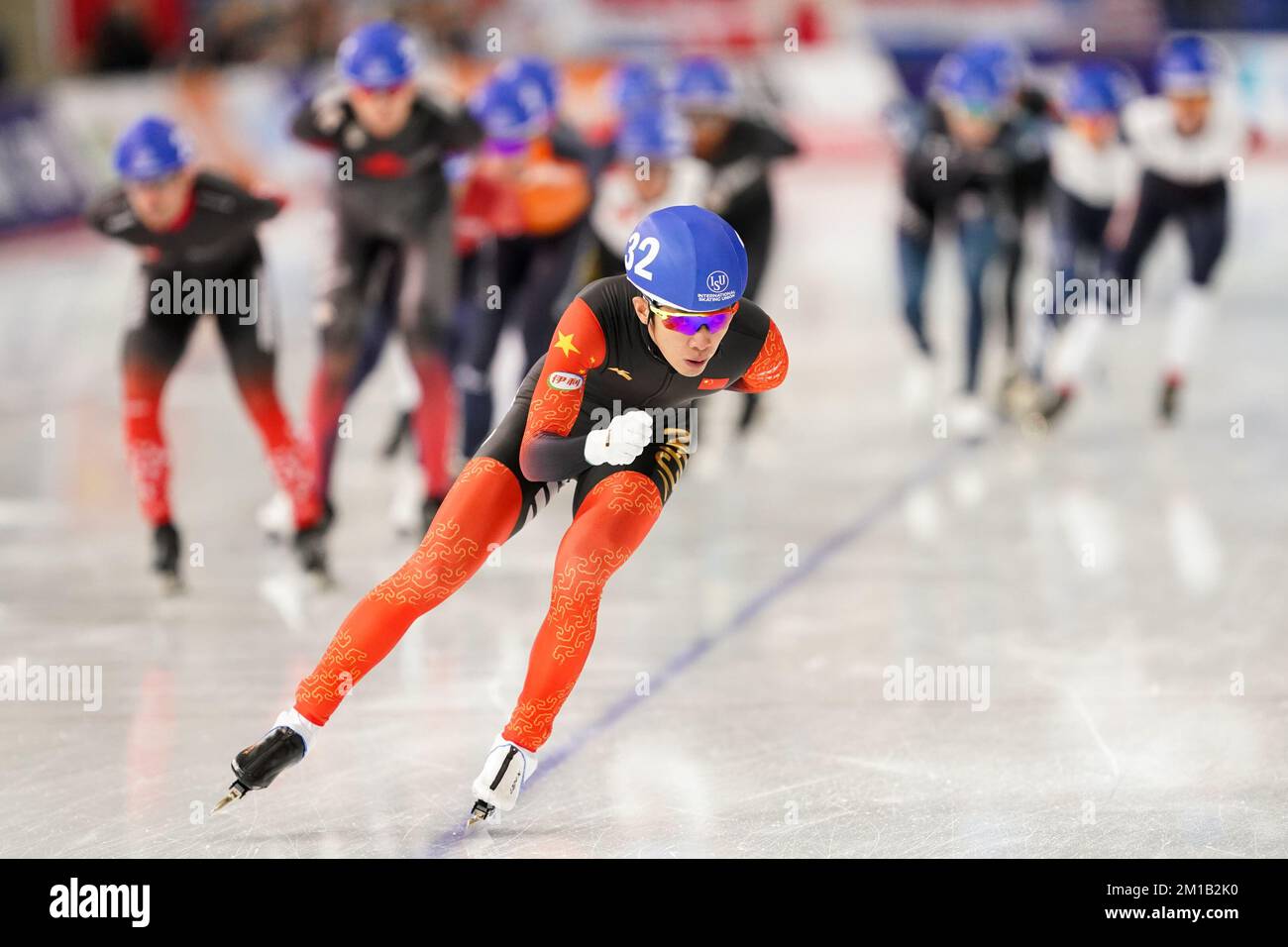 CALGARY, CANADA - DECEMBER 11: Hongli Wang of China competing on the ...