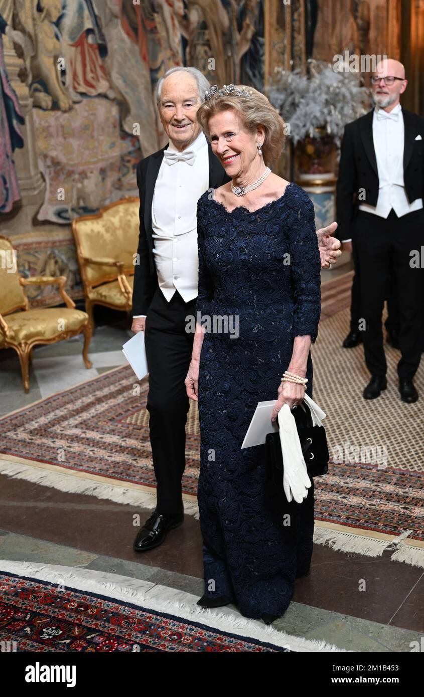 Marianne Bernadotte Kogevinas and Bernard Mach attend the King's dinner for the Nobel laureates at the Royal Palace in Stockholm, Sweden, 11 December 2022. Photo: Pontus Lundahl / TT / 10050 Stock Photo
