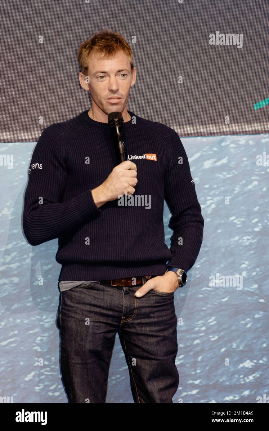 Tom Rout Paris, France. 10th Dec, 2022. Skipper of LinkedOut, Thomas Ruyant ...
