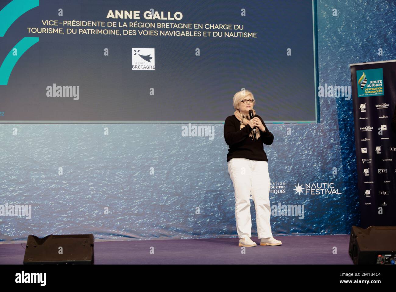Paris, France. 10th Dec, 2022. Anne Gallo speaks during presentation of ...