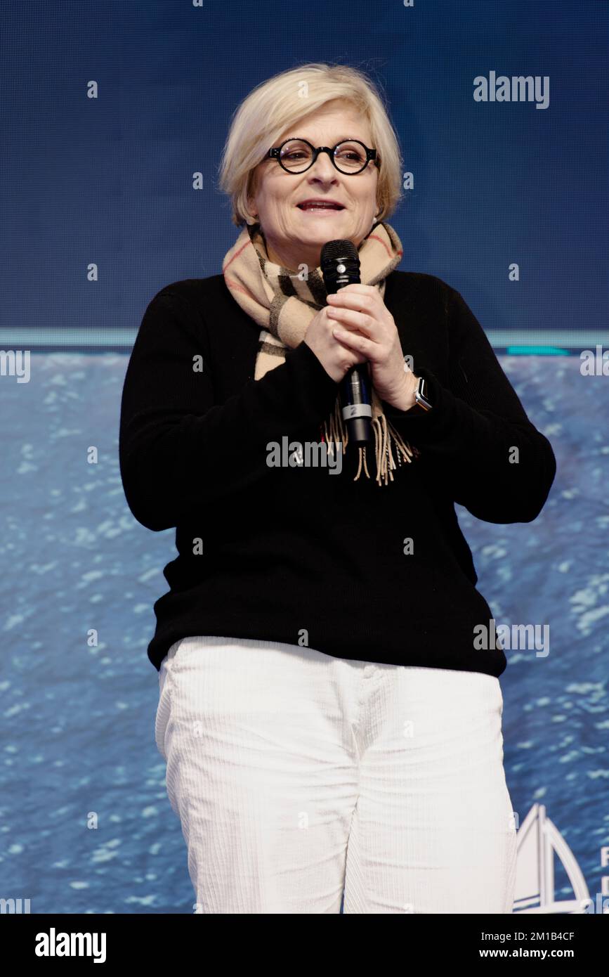 Paris, France. 10th Dec, 2022. Anne Gallo speaks during presentation of ...